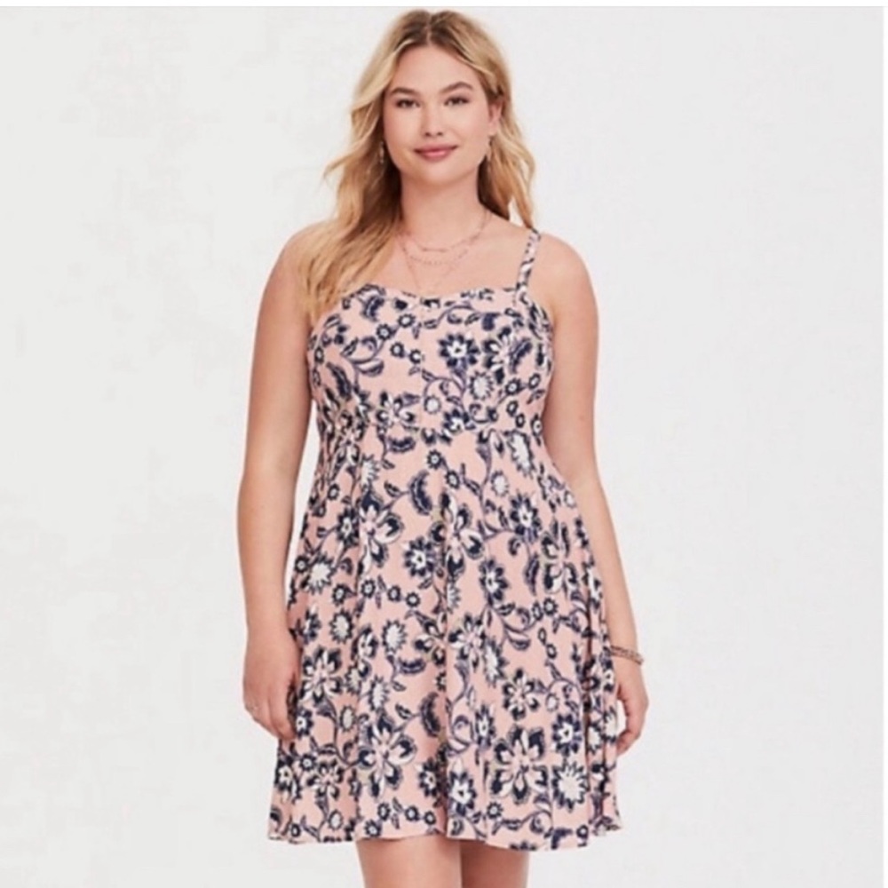 Torrid Size 3 (Plus) Peach Floral Challis Dress